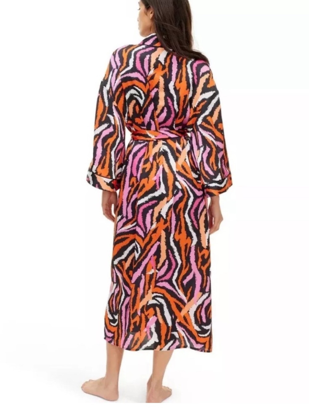 Diane Von Furstenberg for Target Long Satin Disco Zebra-Print Kimono/Robe NWT - Picture 3 of 12